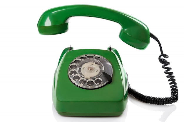 Green retro telephone