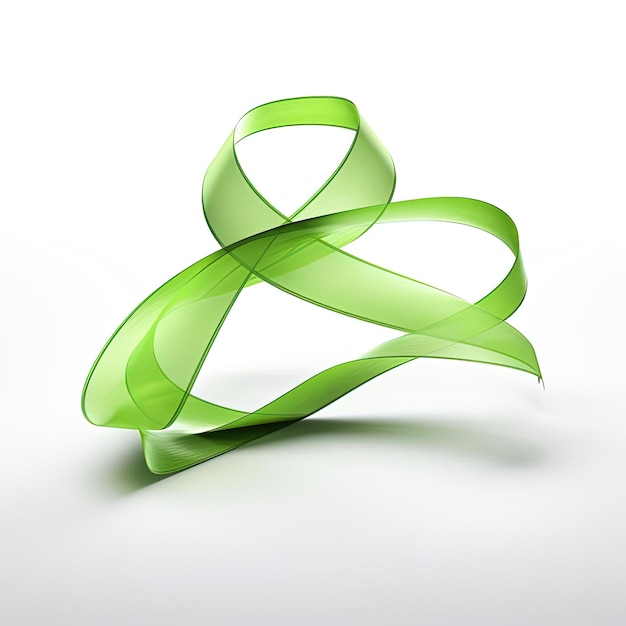 green ribbon awareness on white background