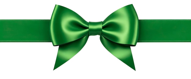 Green ribbon and bow isolated on white background Generative AI