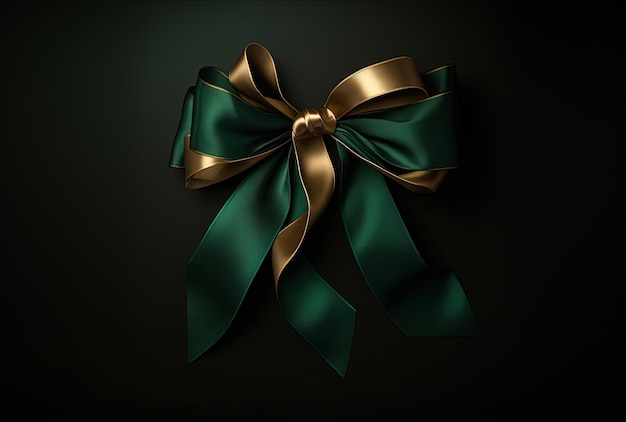 a green ribbon on a brown background