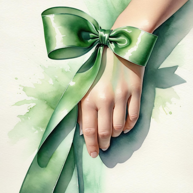 Photo green ribbon for gallbladder and bile duct cancer awareness
