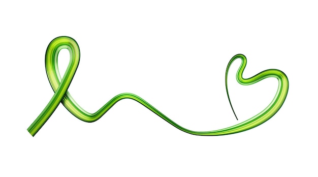 Green Ribbon making Heart Green cancer awareness ribbon for many medical conditions