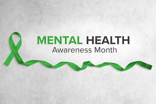 Photo green ribbon mental health awareness banner