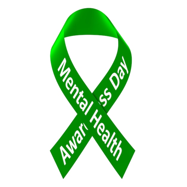 Photo green ribbon mental world awareness day concept 3d rendering