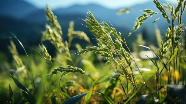 Foto in un campo di riso verde