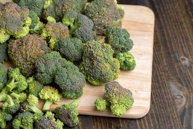 Green ripe broccoli in raw form