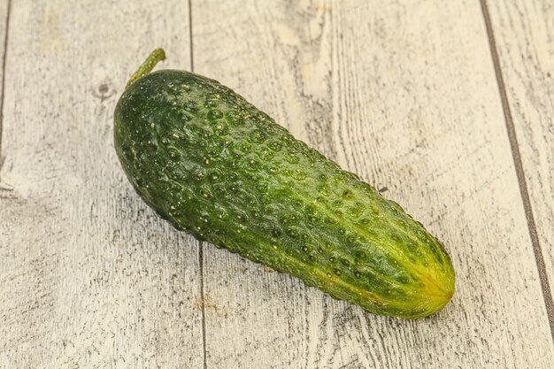 Green ripe fresh cucumber over background