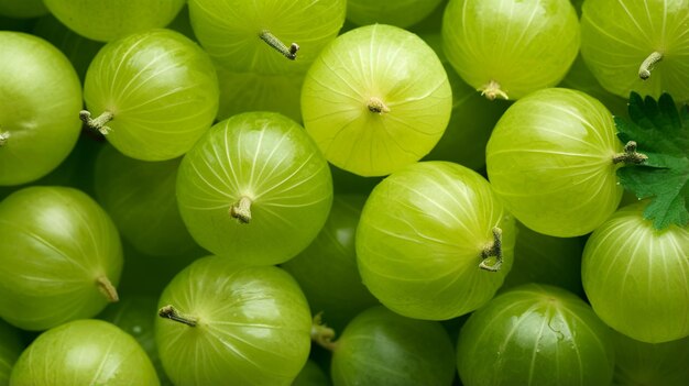 Photo green ripe gooseberries background close up generative ai