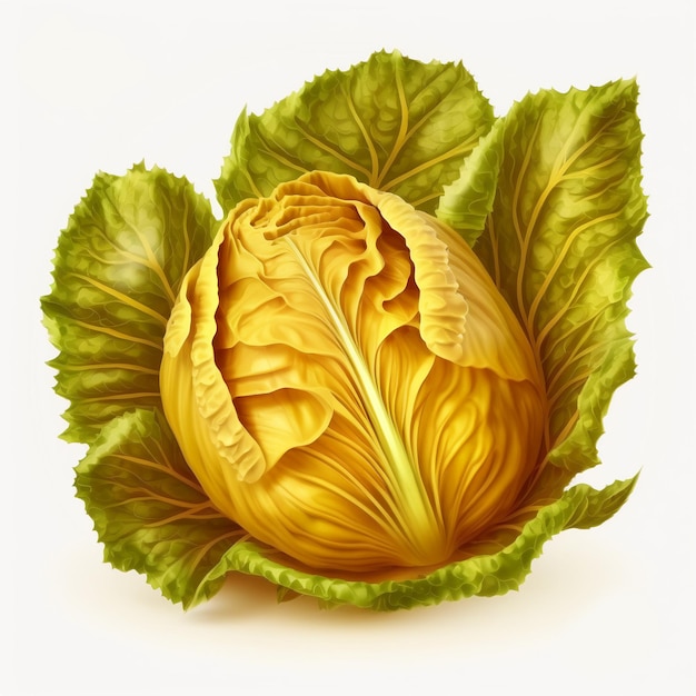 Green ripe head of cabbage on a white background