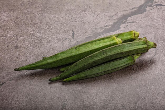 Photo green ripe tasty okra tropical vegetable