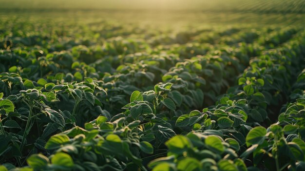 Green ripening soybean field agricultural landscape