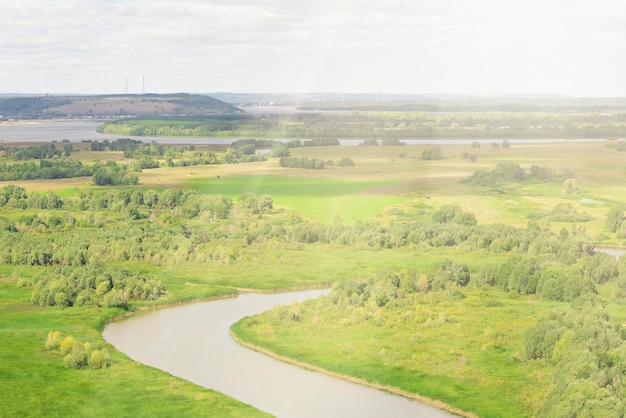 Green river valley in the sunlight