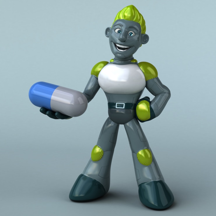 Photo green robot - 3d character