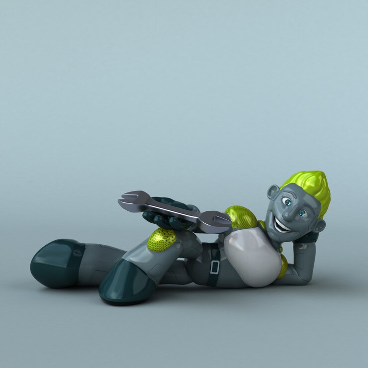 Photo green robot 3d illustration