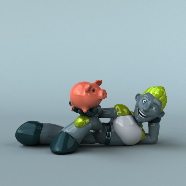 Green Robot 3D Illustration