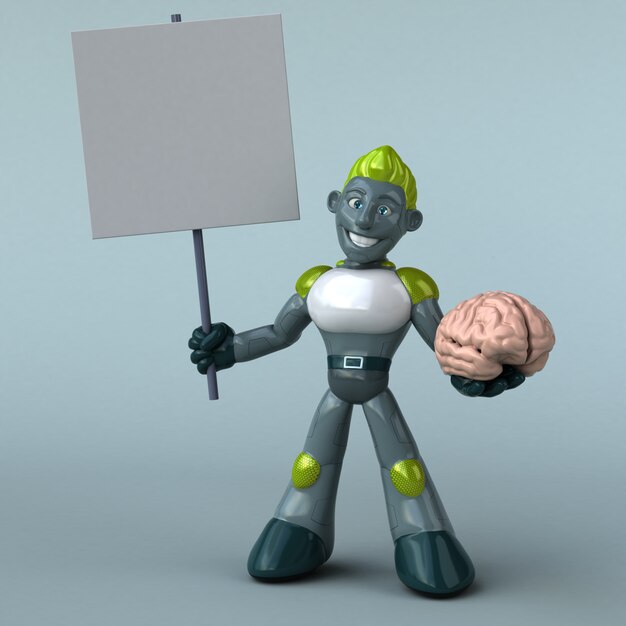 Green Robot 3D Illustration