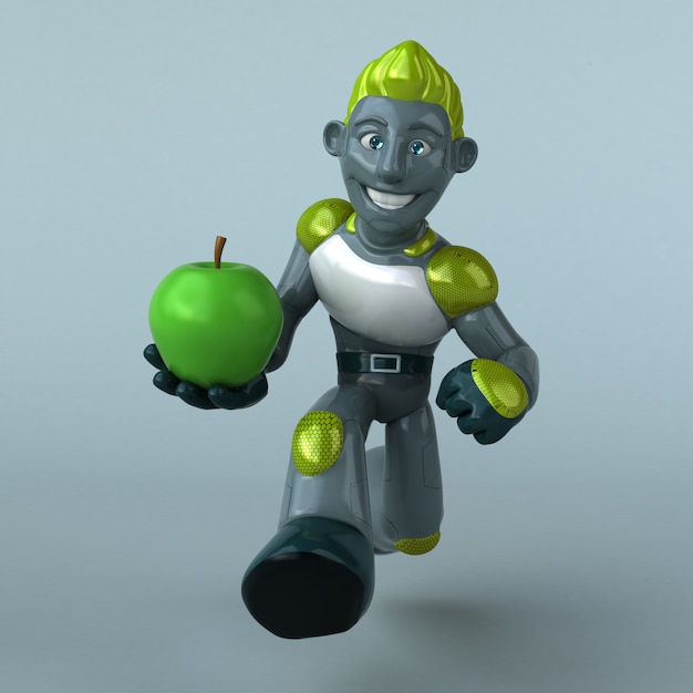緑のロボット3 Dイラストレーション