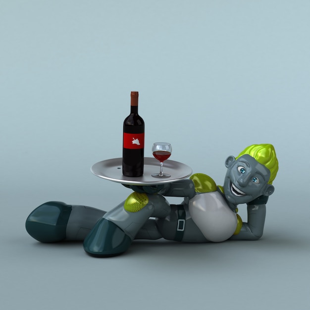 Green Robot 3D Illustration