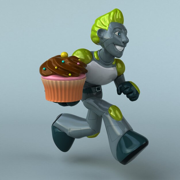 Green Robot 3D Illustration