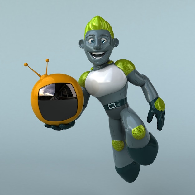 녹색 로봇 -3D 일러스트