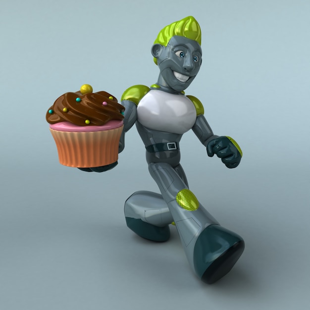 Зеленый Робот - 3D Иллюстрация