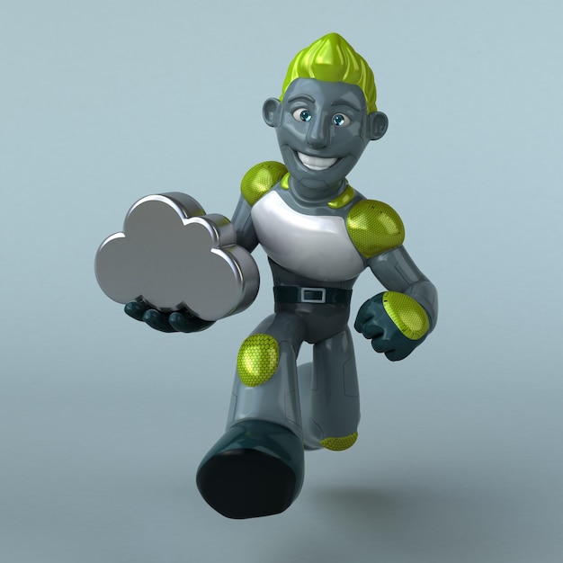 Green Robot 3D Illustration