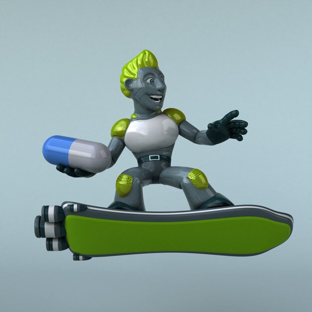 Зеленый робот 3D Иллюстрация