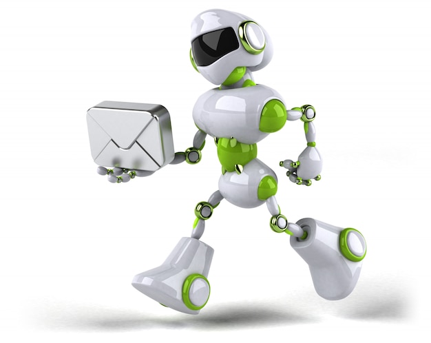 Robot verde - illustrazione 3d