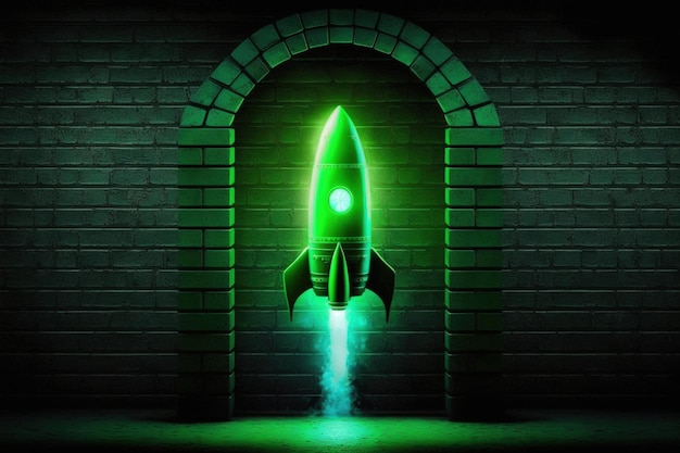 A green rocket with the word rocket on it