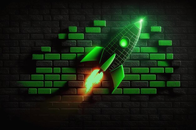 A green rocket with the word rocket on it