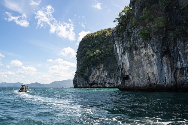 Le rocce verdi sono in primo piano nella foto