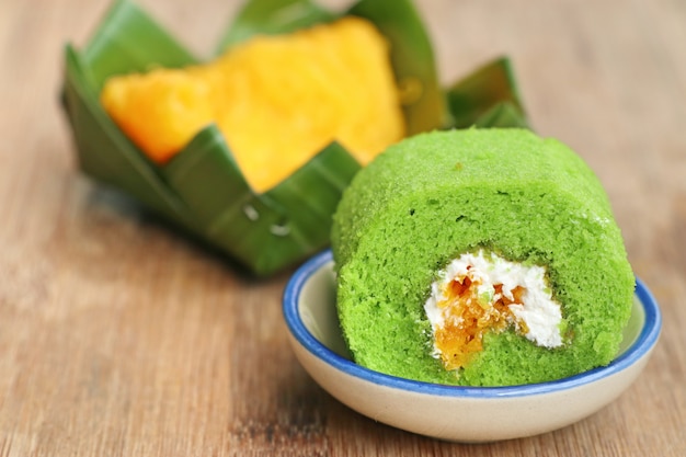 Green roll cake sweet dessert