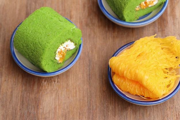 Green roll cake sweet dessert