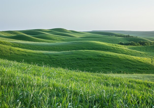 Photo green rolling hills of the flint hills in kansas