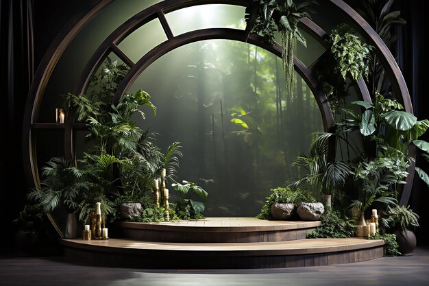 A green room with plants and trees