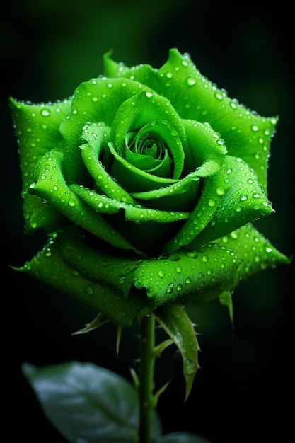 Green rose in the dark