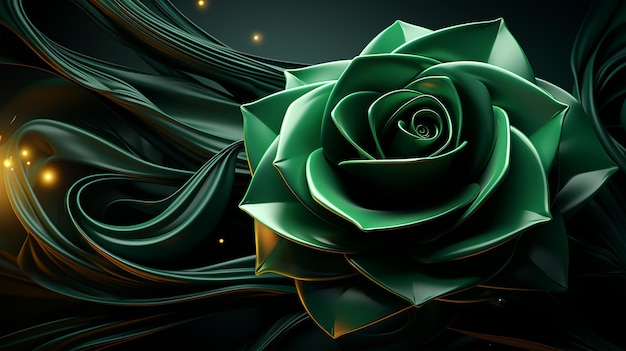 Green rose postcard unusual futuristic vintage concept wedding invitation