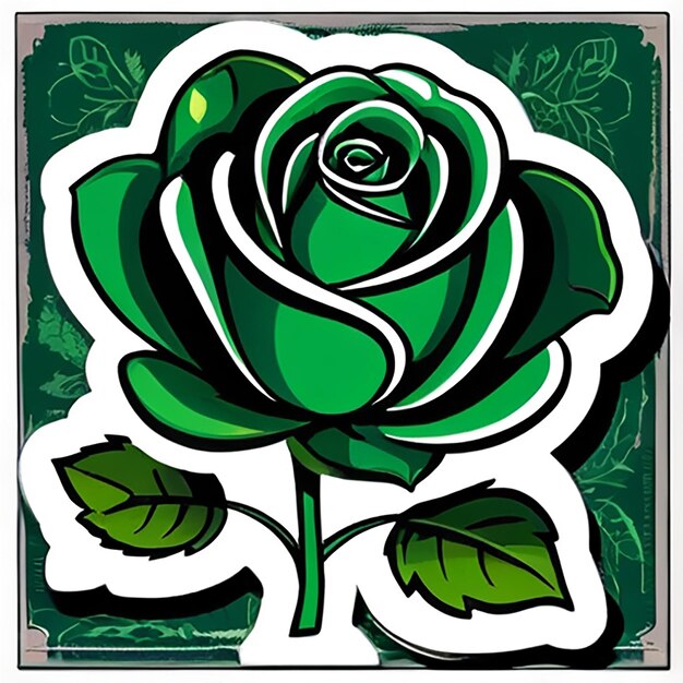 green rose sticker with AI generative