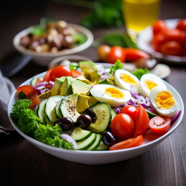 Green salad with fried royal prowns