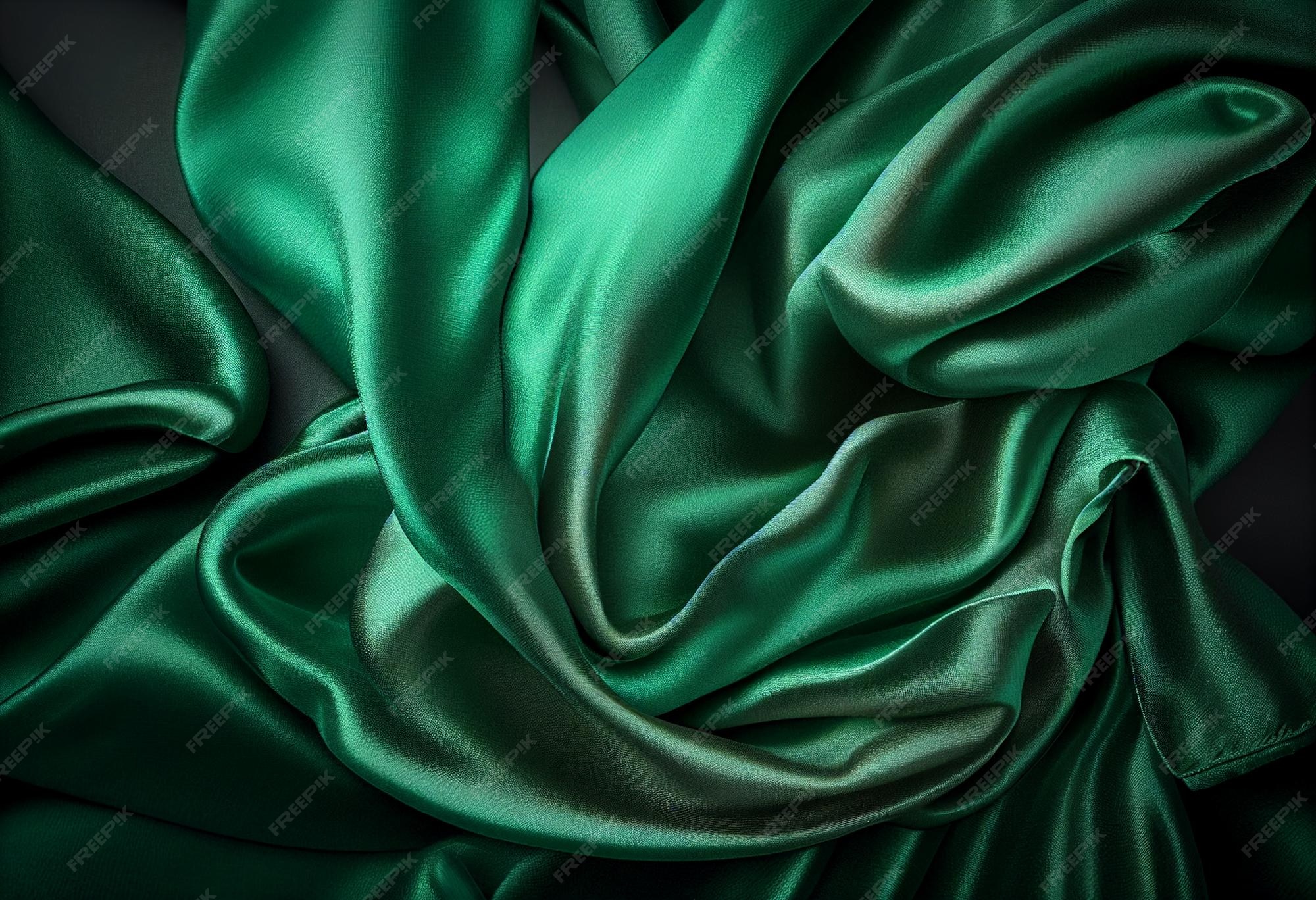 Premium Photo | Green satin fabric background close up luxurious
