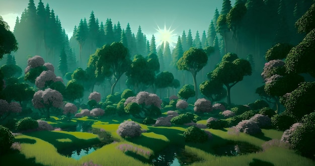 Premium Photo | Green scenery wallpapers 4K. Generative AI. High quality