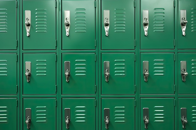 Green school lockers Student lockers in the style of American schools AI