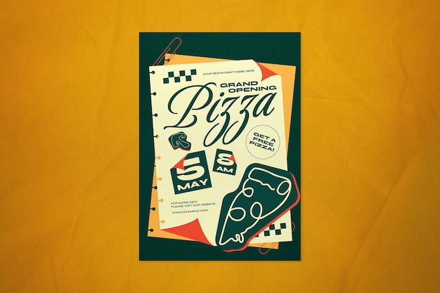 green scrapbooking grand opening pizza social media flyer