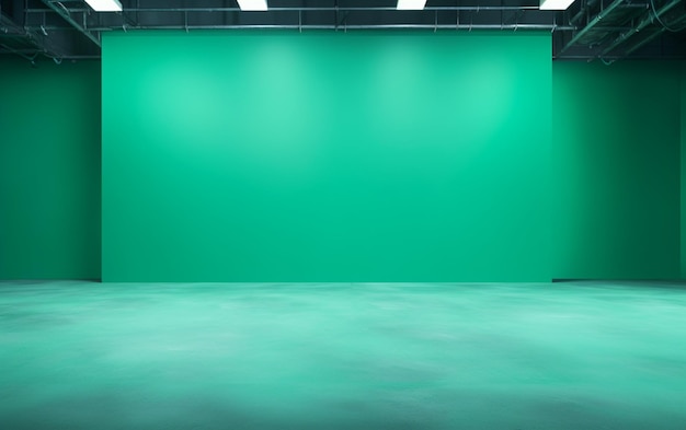 Photo green screen empty studio background