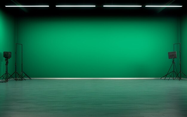 Photo green screen empty studio background