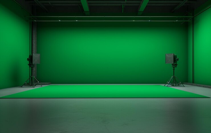 Premium AI Image | Green Screen Empty Studio Background