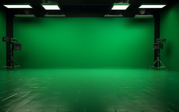 Photo green screen empty studio background