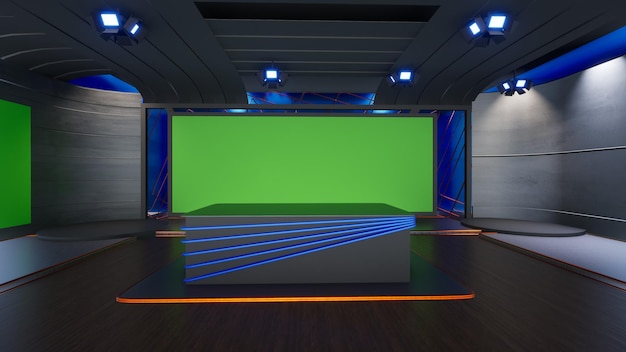 Green Screen Studio 2267_3D バーチャル TV スタジオ News_Studio 背景