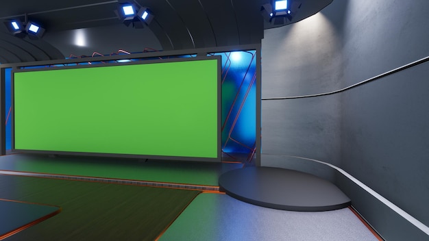 Green Screen Studio 2267_3D バーチャル TV スタジオ News_Studio 背景