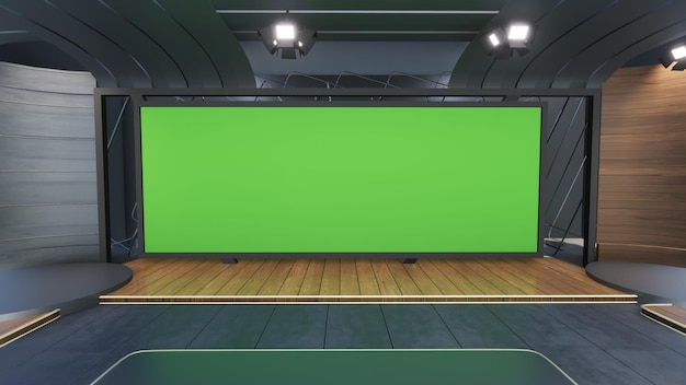 Green Screen Studio 2267_3D バーチャル TV スタジオ News_Studio 背景